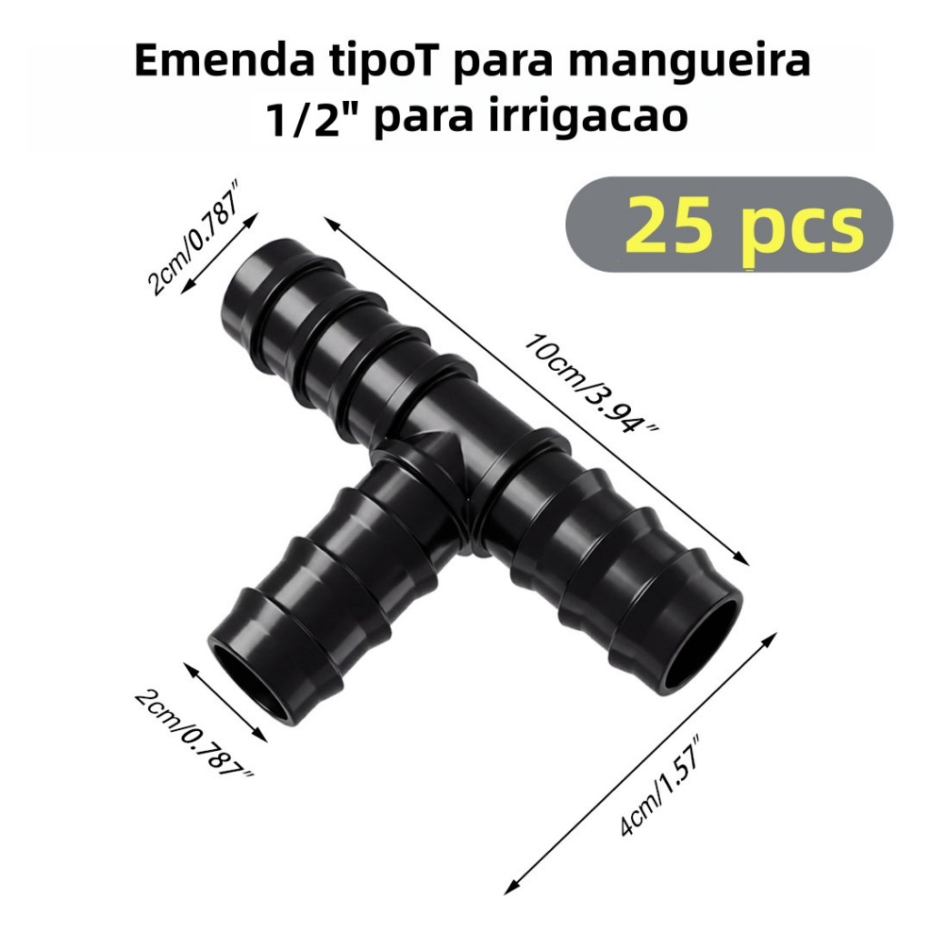 Conexão Emenda Tê T 1/2 Polegada Grapa Irrigação 25 Unidades Para Tubos PPR e PVC