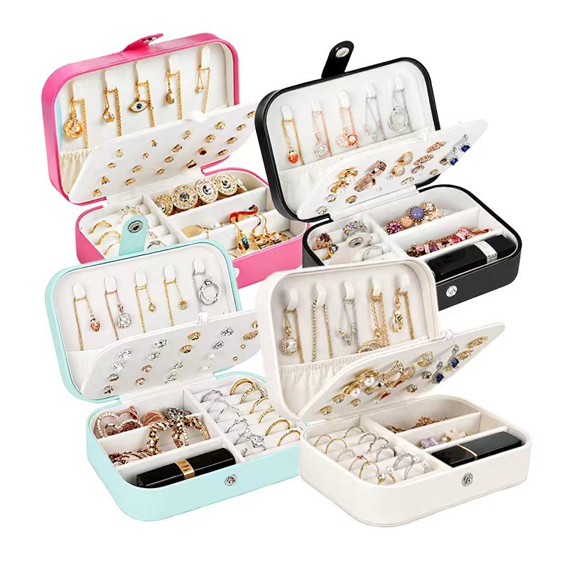 Kit 10/5/3 Porta Jóias Multi-Função Portátil Couro Organizador Duplo Compartimentos Bijuterias TADA