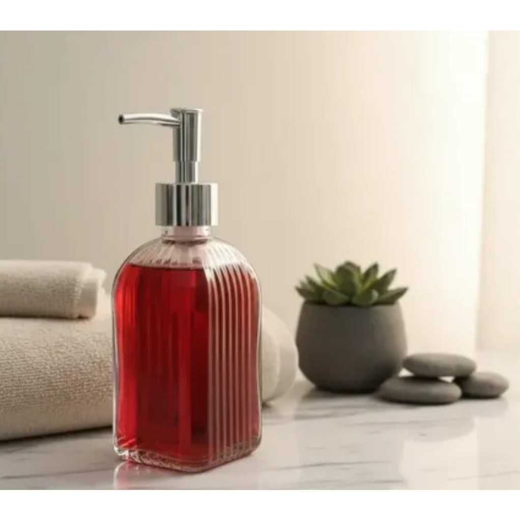 Porta Sabonete Liquido Dispenser de Vidro para Sabonete Liquido Alcool em Gel Creme 450ml