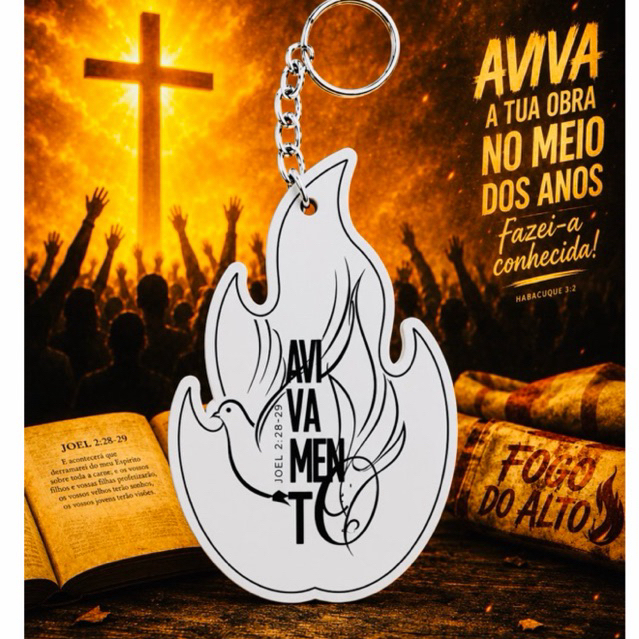 KIT Chaveiro FORD FOGO AVIVAMENTO, para igreja, decoração, festa, lembrancinhas casamento
