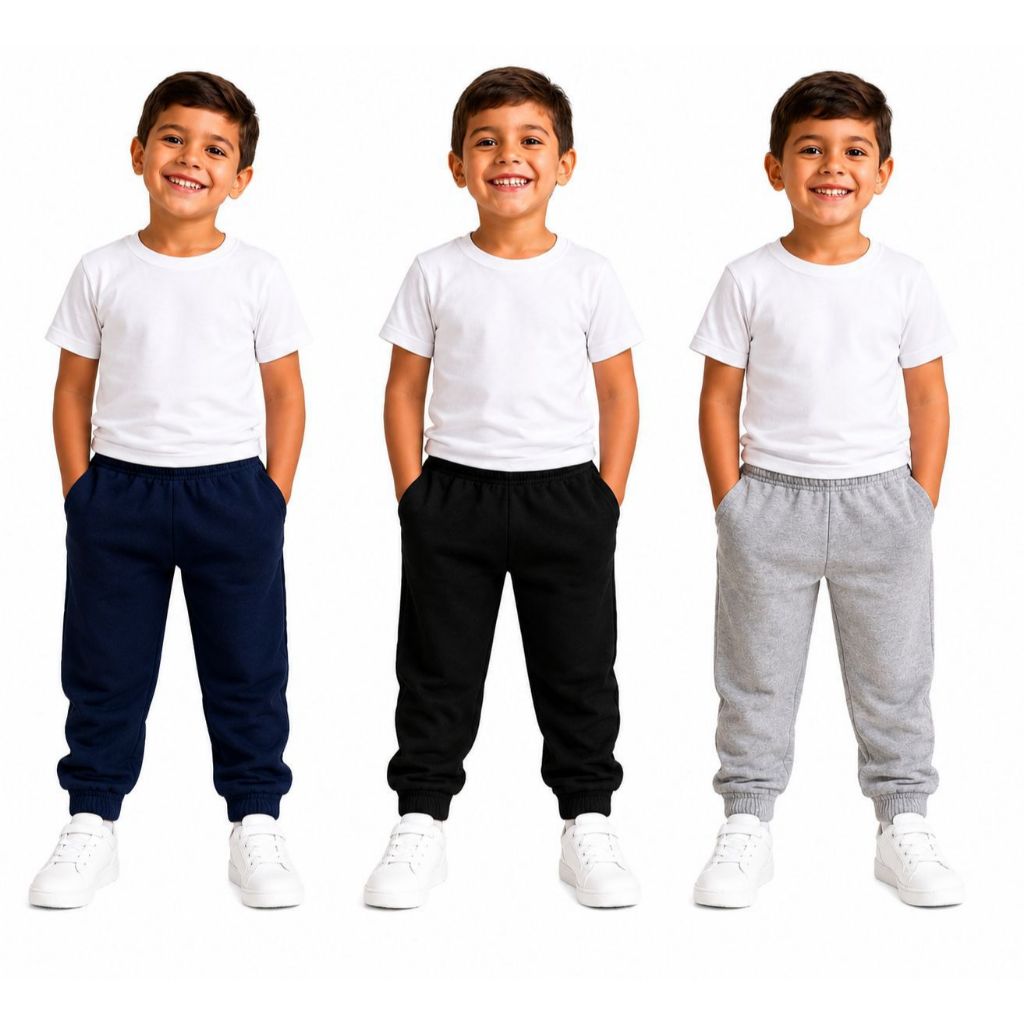 Kit 3 Calça Moletom Peluciada Masculina Inverno Infantil Juvenil 2 ao 12 anos