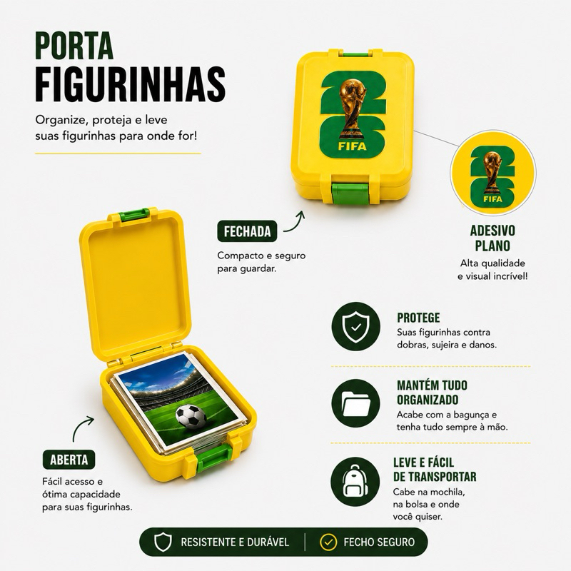 Porta Figurinhas Copa do Mundo 2026 | Organizador de Figurinhas Futebol | Pronta Entrega Envio Full