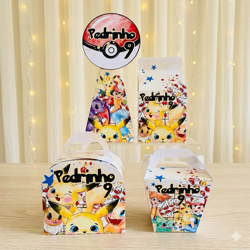 Kit Caixinhas Pegue e Monte Pokemon Personalizado Festa Infantil | Lembrancinhas Pokémon