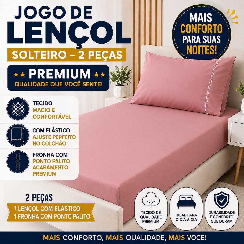 JOGO DE LENÇOL SOLTEIRO MICROPERCAL PREMIUN/400 FIOS - COM PONTO PALITO