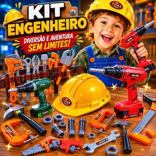 Brinquedo Kit Engenheiro Ferramentas Furadeira Capacete De Plastico Infantil Menino Peças…