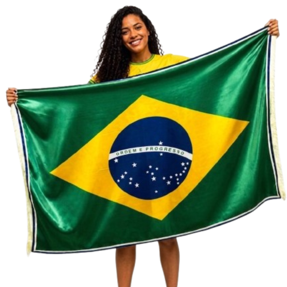 Bandeira Do Brasil Grande 1,50m x 1,00m Copa Do Mundo 2026 Tecido Cetim Brilhante