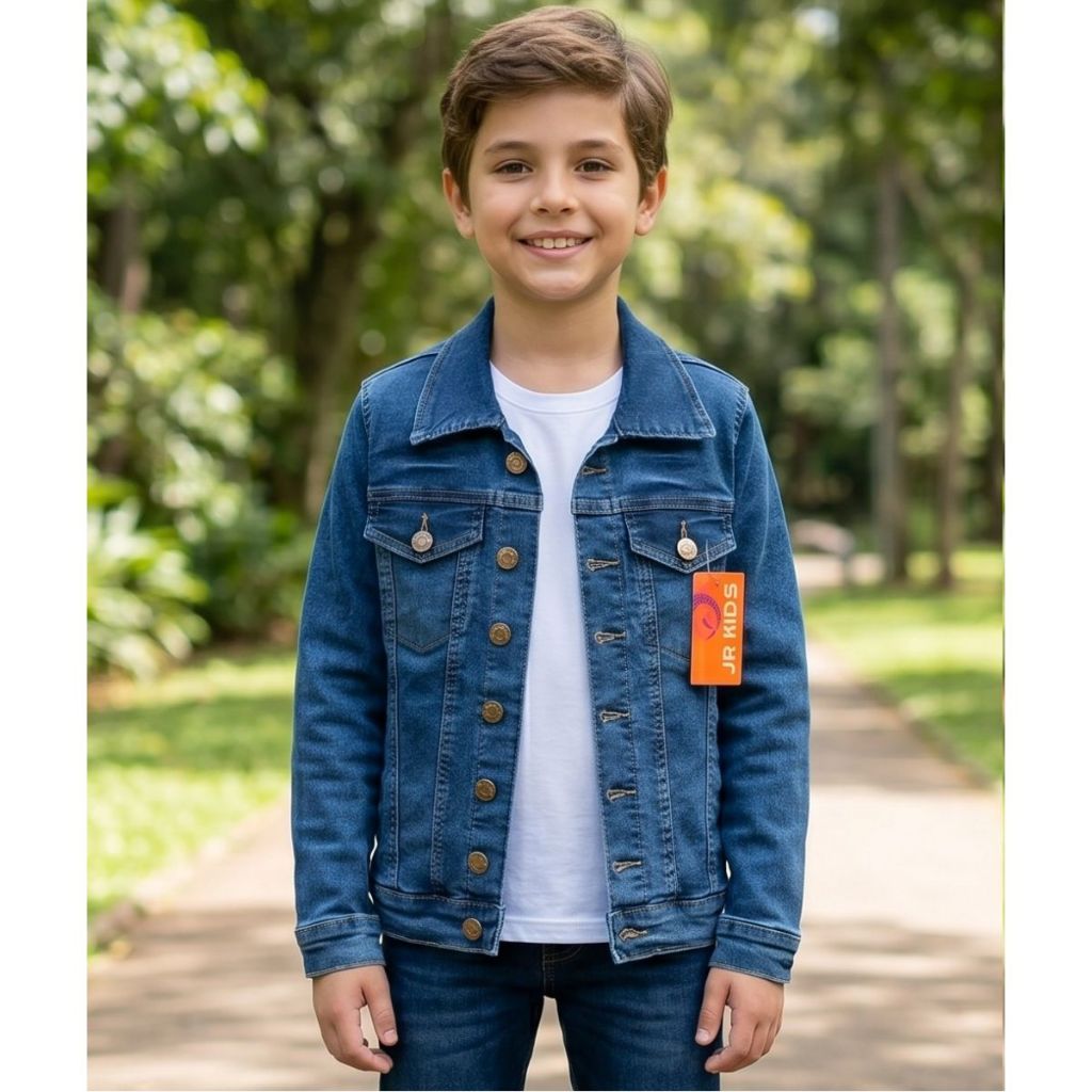 Jaqueta Jeans Infantil Menino Com Lycra Premium (10 a 16 Anos)