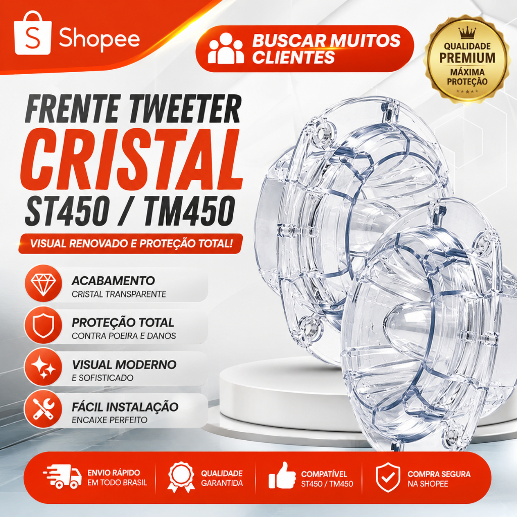 2 Carcaça De Reposição P/super Tweeter St400 Tm450 Musicall ST400 ST450 FRENTE CRISTAL
