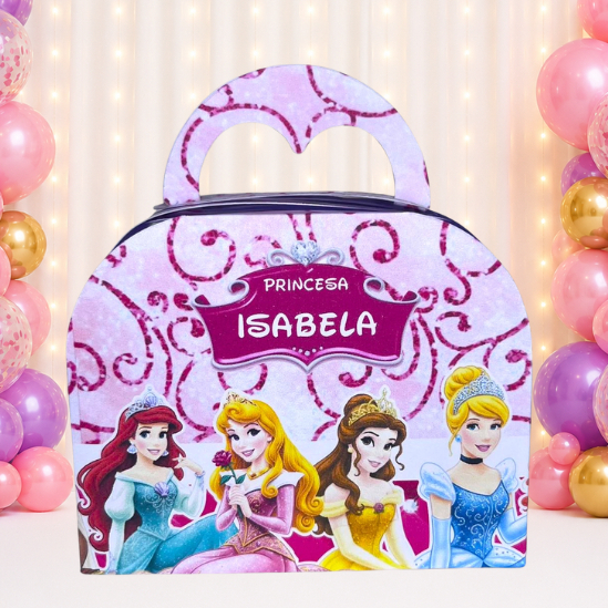 KIT Caixas Maleta Personalizada PRINCESAS DA DISNEY PRINCESAS CLÁSSICAS - Lembrancinhas para Festa MONTADO