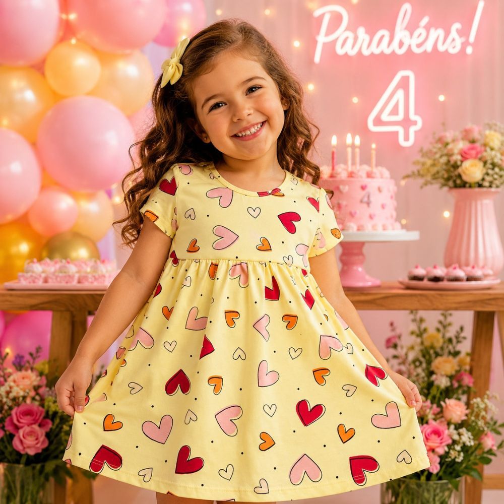 kit Vestido infantil Menina malha 100% algodão confortável Dia A Dia lote com 2ou 3ou 4 unidades Estampado Fresquinho
