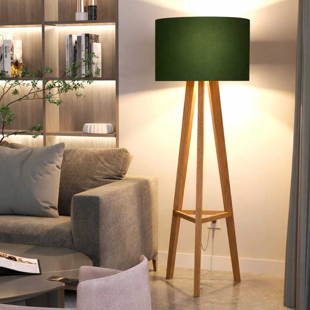 Luminária de Chão Abajur Em Madeira Austria Minimalista Iluminação para Casa Sala Quarto Com Cupula.