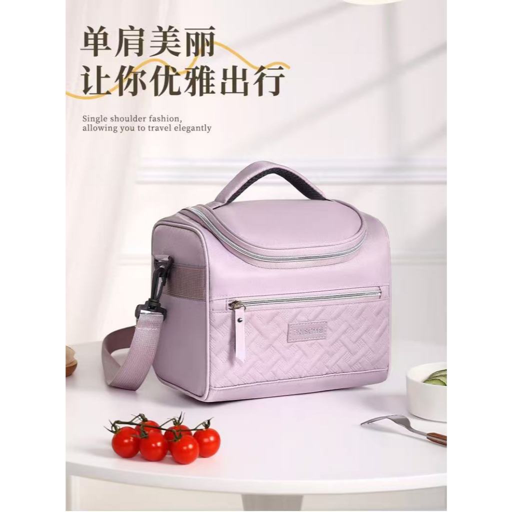 Bolsa Térmica Para Almoço com Alça Marmita 2 Compartimentos Resistente Academia Fitness Praia Isolamento Térmico Unissex