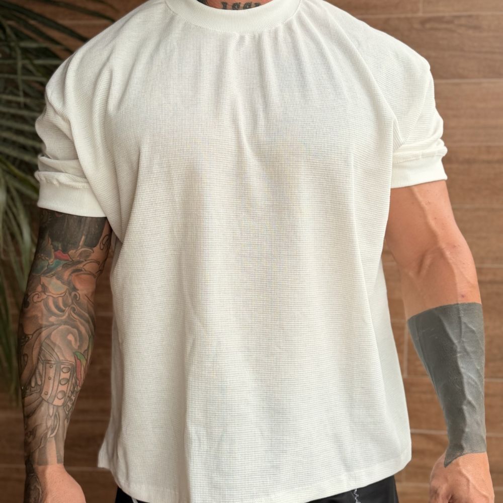 Camiseta Oversized Básica Streetwear Masculina 100% Algodão Padrão Americano  Premium Texturizada