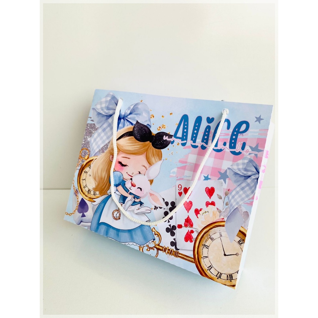 sacolinha personalizada alice no pais das maravilhas-lembrancinha personalizada-festa personalizada