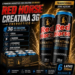 Red Horse Creatina 3G Tradicional Zero Açúcar + BCAA
