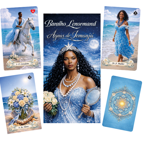 Baralho Cigano Lenormand Iemanja Com 40 Cartas + Manual Para Aprender