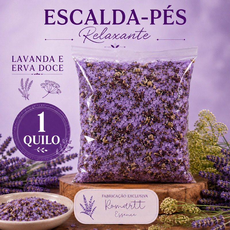 1kg Escalda-Pés Relaxante com Ervas Naturais e Óleos Essenciais | Spa dos pés | Autocuidado | Lavanda e Erva-Doce QUILO