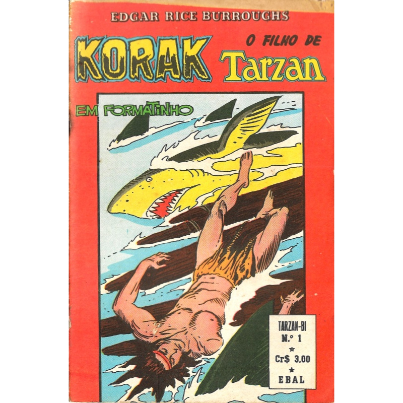 Gibi: Korak o Filho de Tarzan - Nº 1 - Formatinho - EBAL - Ano 1976