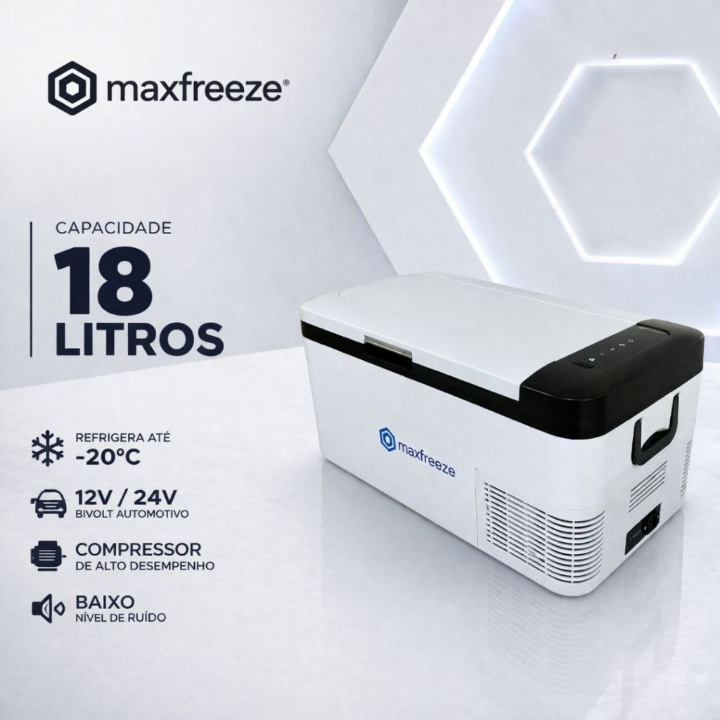 Mini Geladeira Portátil 18 Litros 12V/24V 110v/220v Caminhão Ônibus Van Carro Camping Motor Home