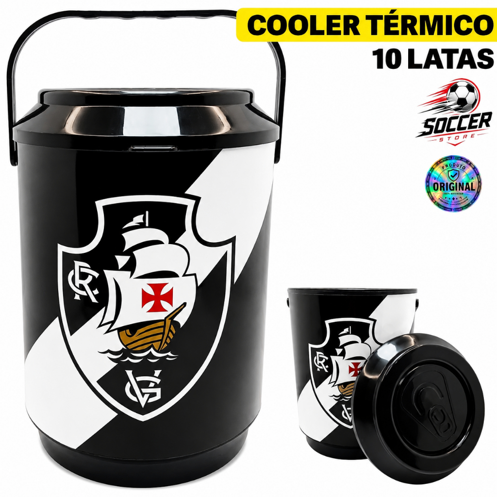 Cooler Térmico Vasco Oficial 6L Porta 10 Latas Cerveja Bebida Gelada Original Presente Time