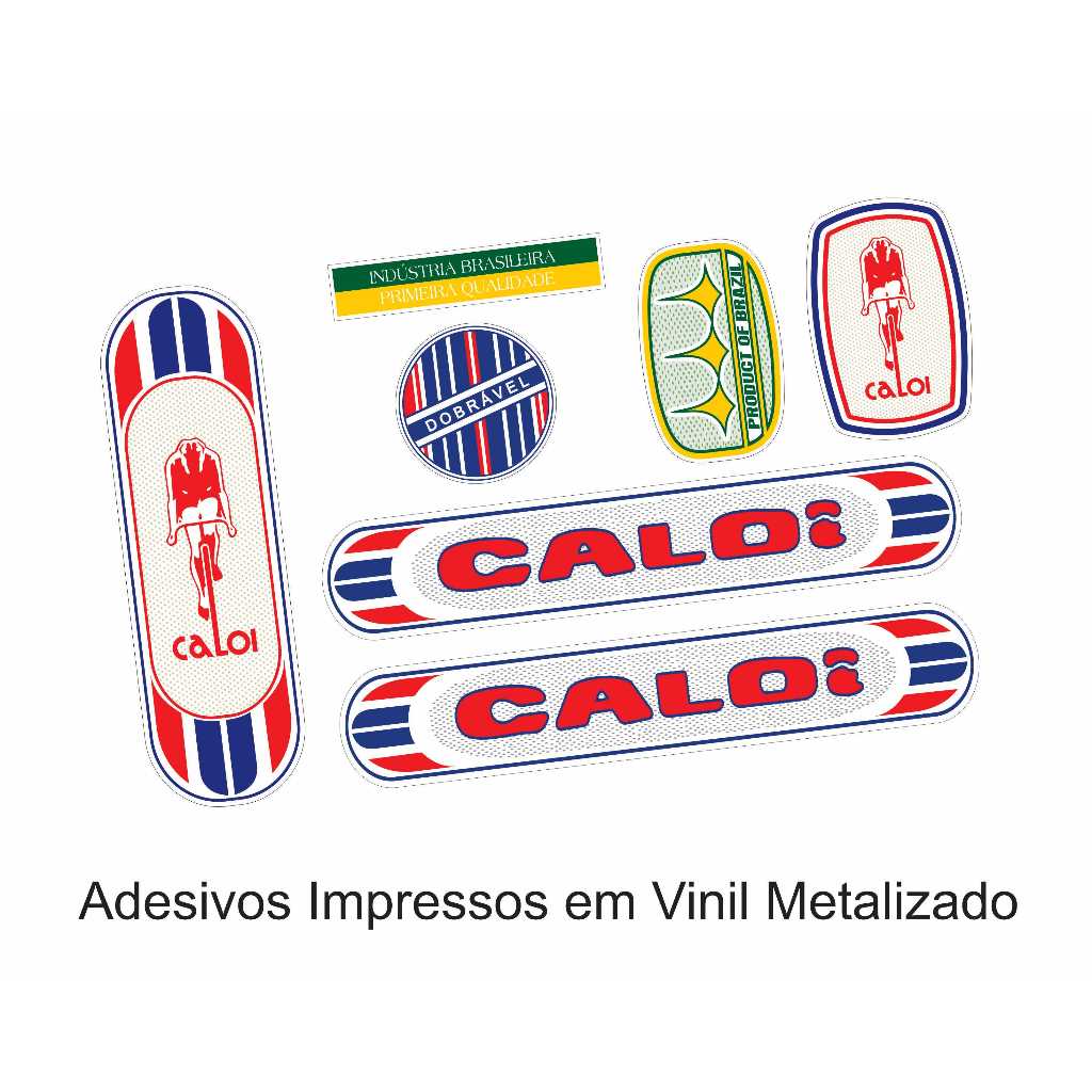 Kit Adesivos Bicicleta Caloi Berlineta 1974 Dobrável Metalizado
