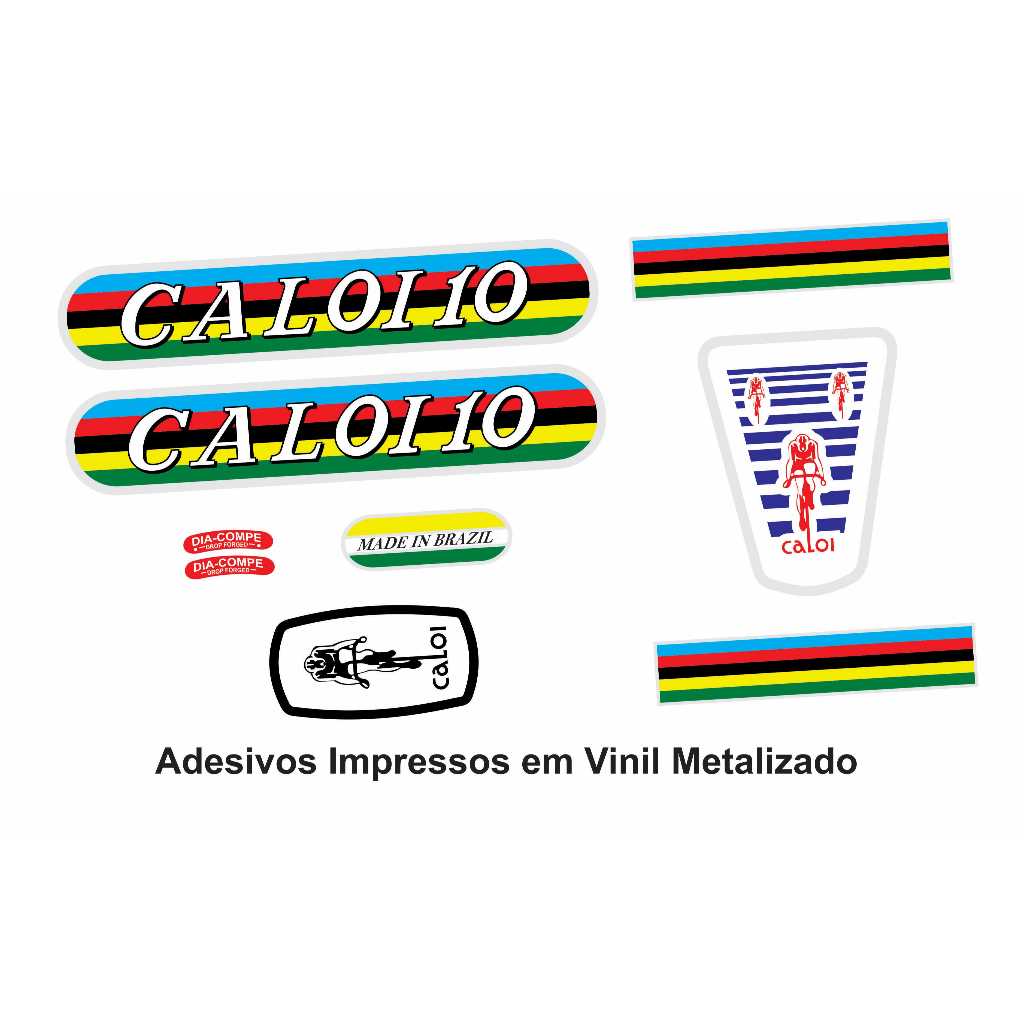 Kit Adesivos Bicicleta Caloi 10 1976 Profissional Metalizado