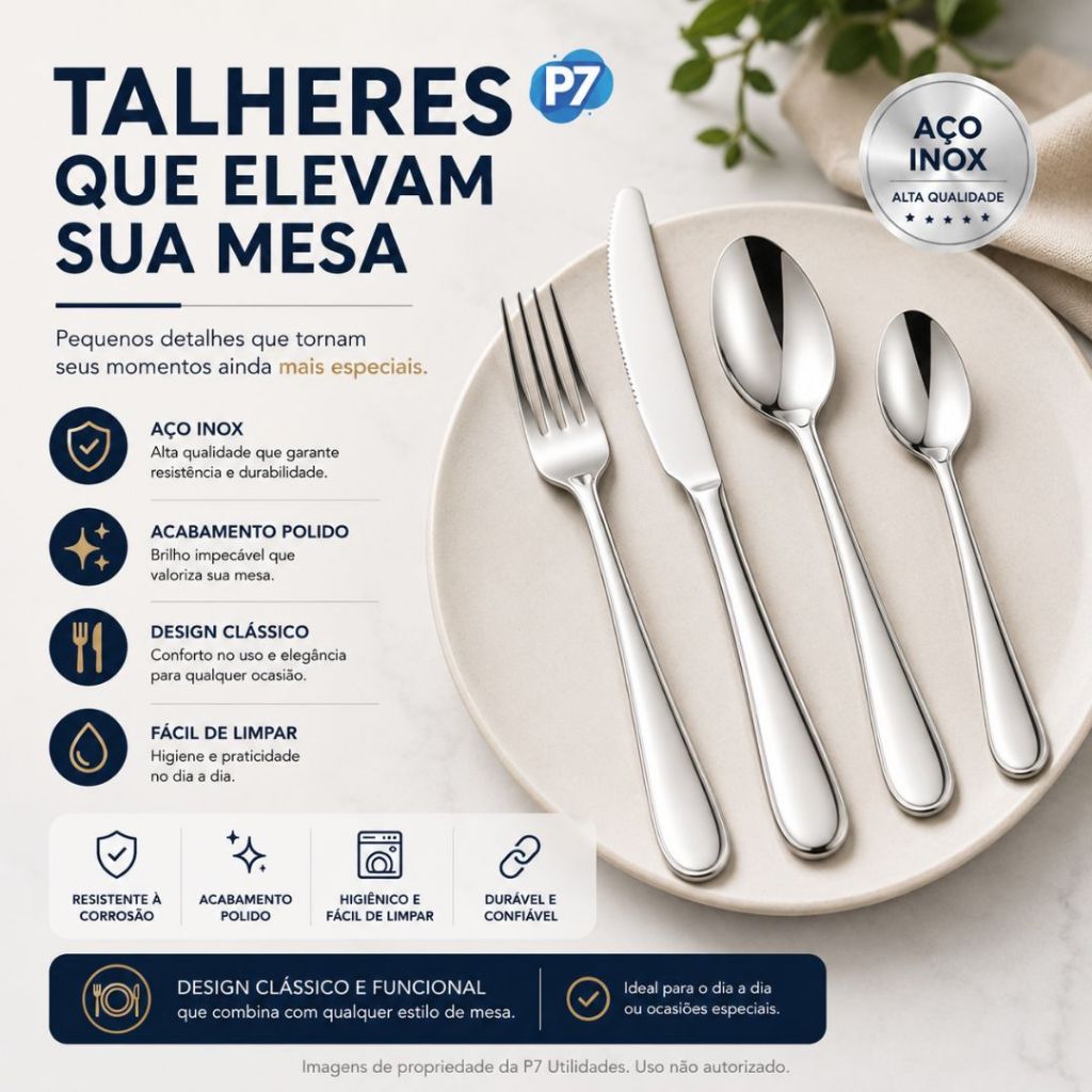 Jogo de Talhares Inox Colher Garfo Faca Colher de Sobremesa Aparelho de Jantar Escolha a Variação