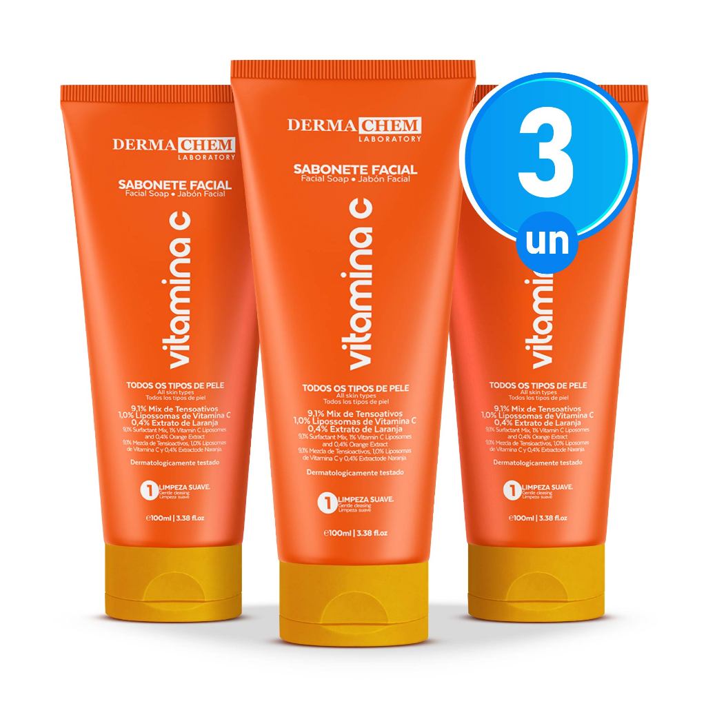 Kit 3 Sabonete Vitamina C Anti-Idade 100ml Dermachem