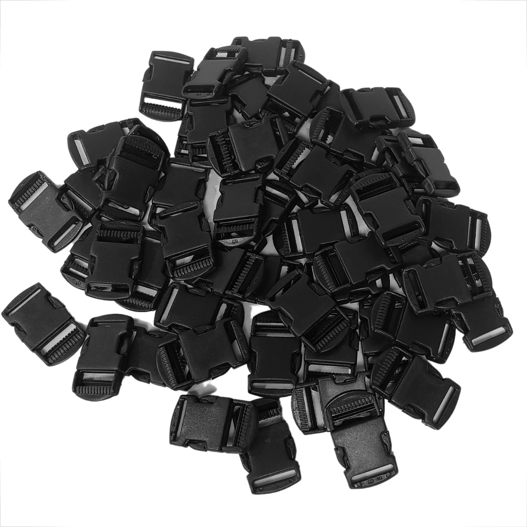 Fecho Engate Rápido Preto Bolsa Mochila Plástico 25mm 50 Unidades
