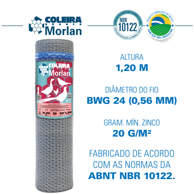Tela Coleira Branca para Pinteiro 1x24x1,20m 50m