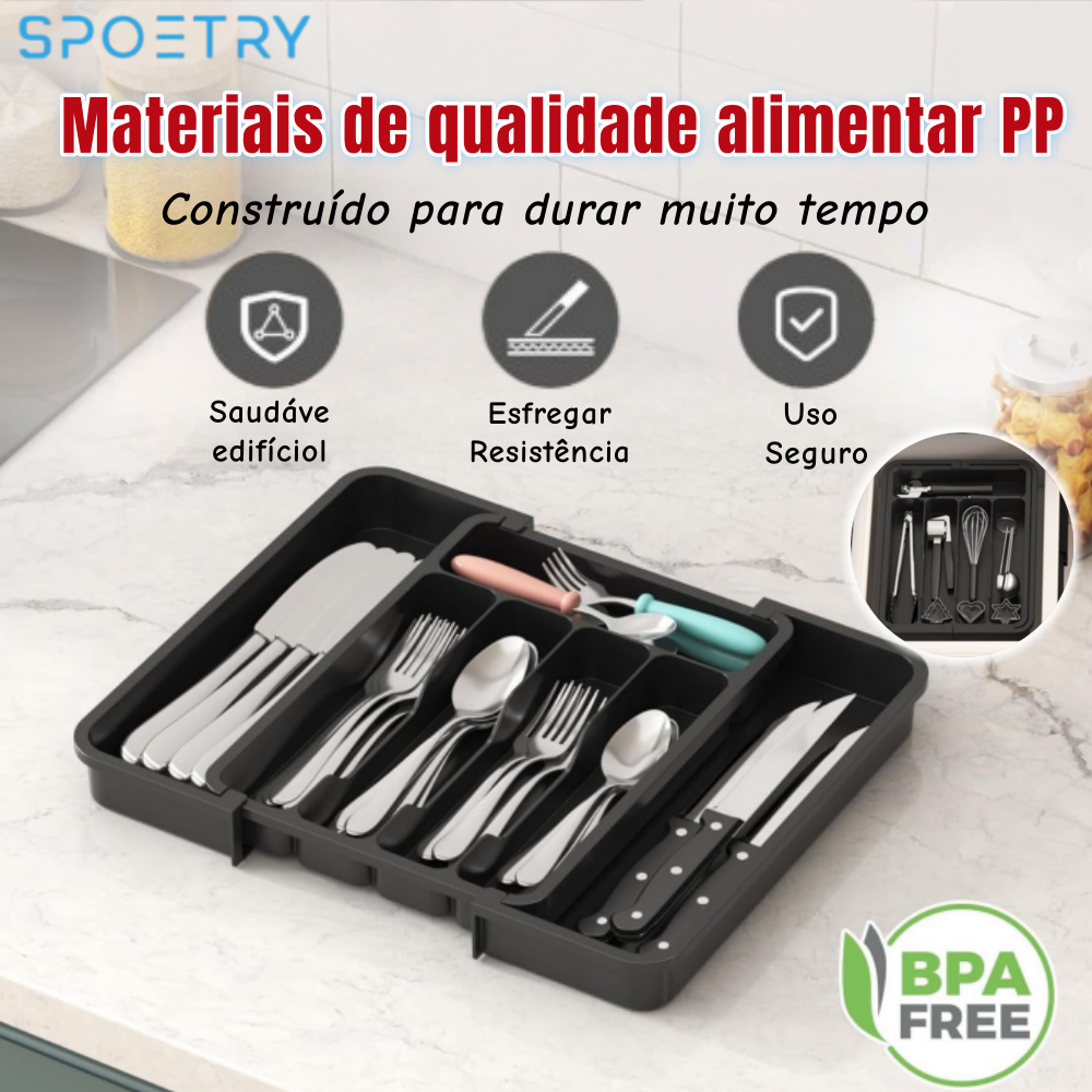 Organizador De Gavetas De Cozinha Organizador De Utensílios Ajustável Organizador De Gavetas De Talheres Para Garfos