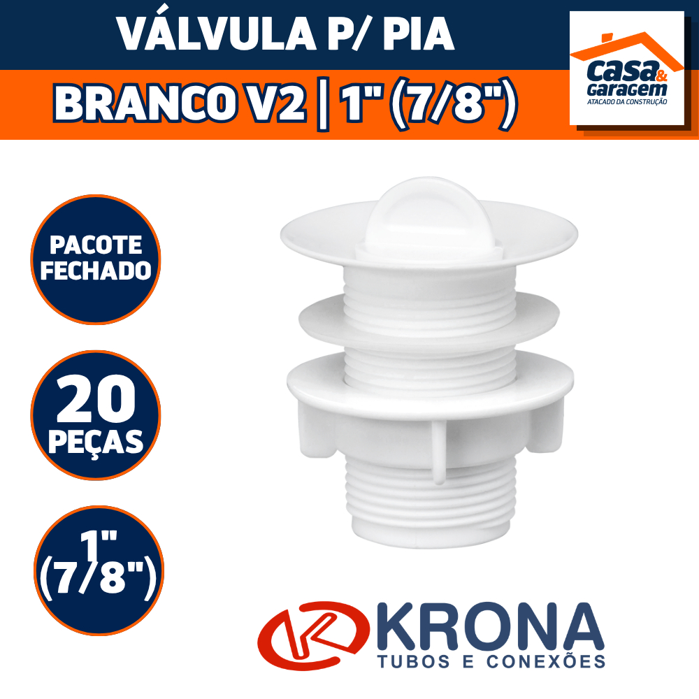Kit Com 20 Válvula Pia V2 807 Krona