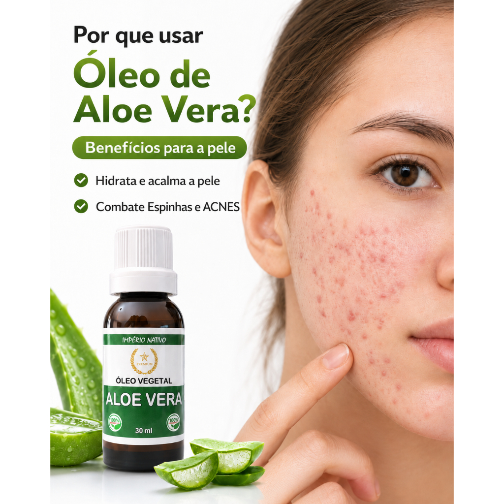 Kit 3 Óleo Anti-Acne Aloe Vera Babosa Vegetal Tratamento de Espinhas Cravos Inflamados 30ml Premium