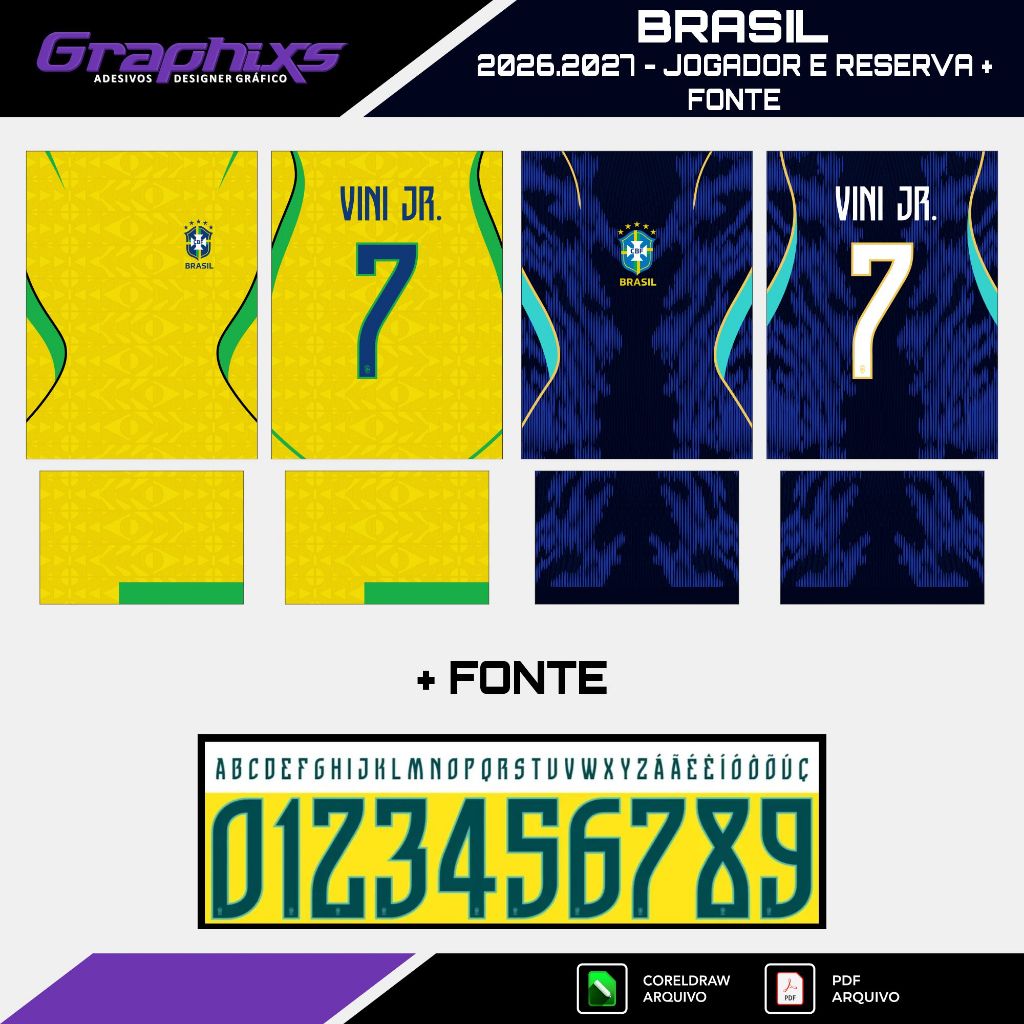 Kit Template Uniforme Futebol Copa 2026 + fonte Editável