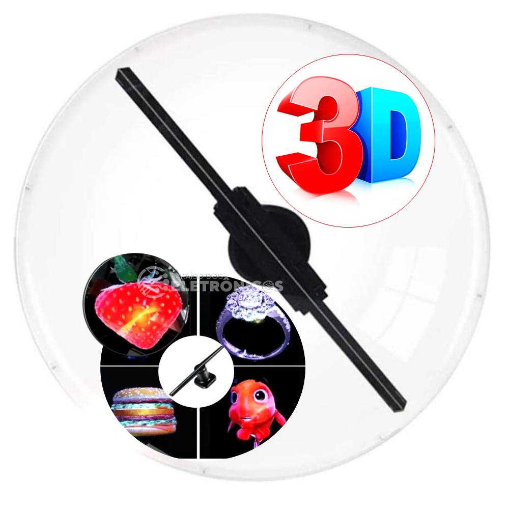 Projetor Holográfico 3D LED Fan Publicitário Com Aplicativo WiFi Modelo CYL1203