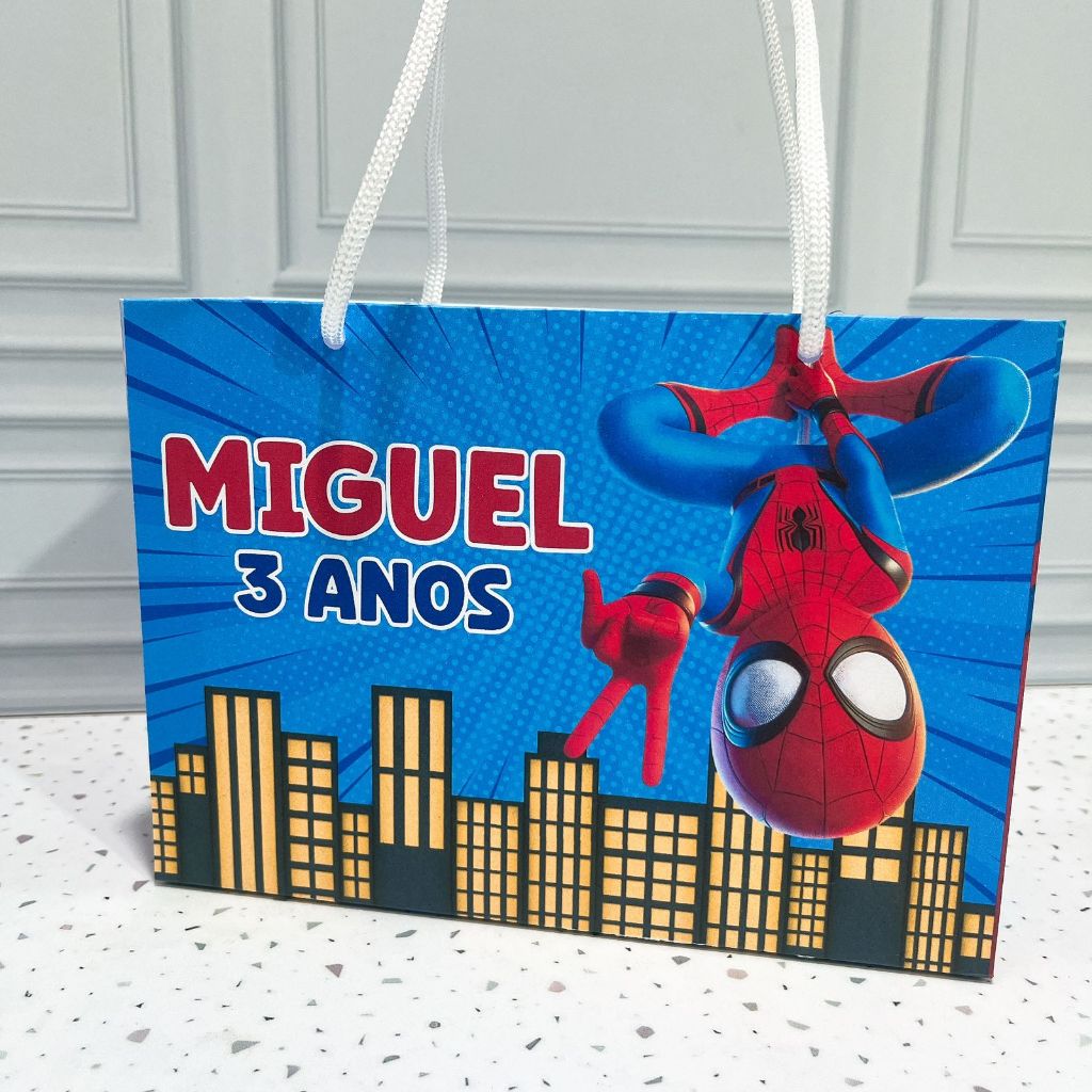 Sacolinha Personalizada- Homem  Aranha - ENVIO RÁPIDO | Sacolinha | Lembrancinha Aniversário PEGUE E MONTE