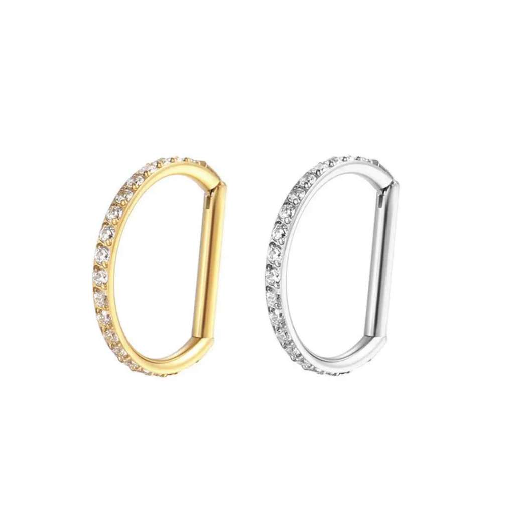 Kit 6 Piercing Meia Argola Aço cirúrgico Segmento Articulado Zircônia / Septril, Rook, Conch, piercing corpo