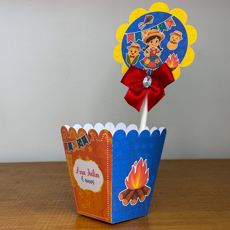 Centro de Mesa (cachepot ) Arraiá Menina Tradicional Lembrancinha Aniversário Infantil - ENVIO RÁPIDO