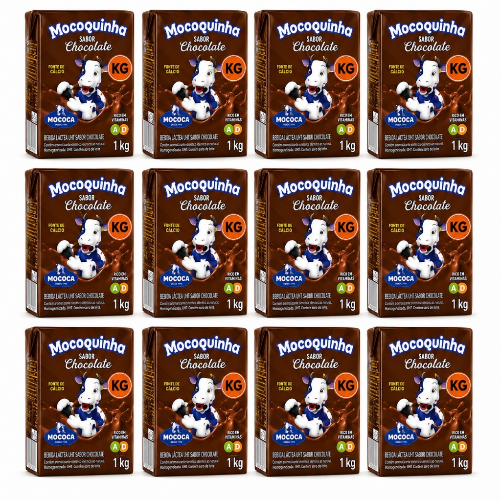 Kit 12 Bebidas Lácteas Achocolatado Mocoquinha 200ml KG Utilidades