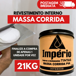 Massa Corrida 21kg Império para Parede Interna | Branco Liso Revestimento Pronto para Uso