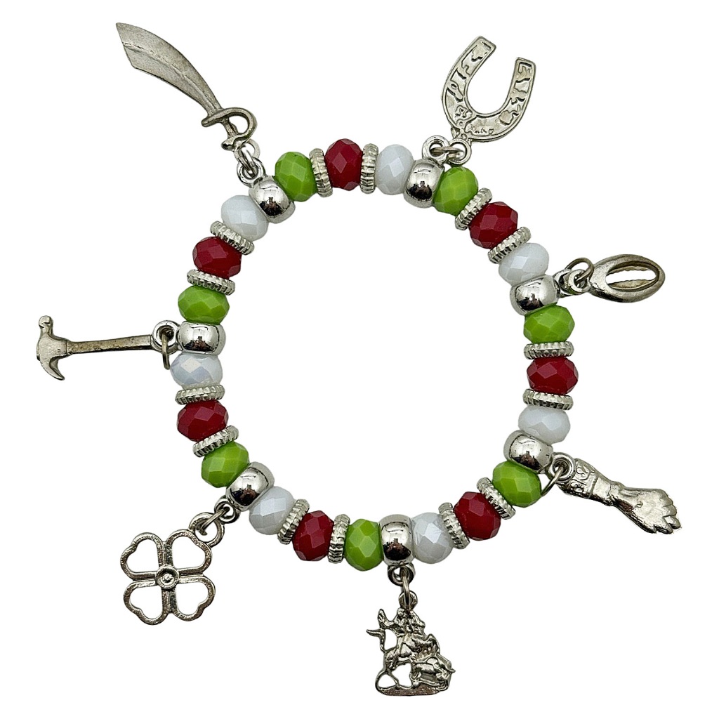 Pulseira De Orixá Umbanda Candomblé Terreiro São Jorge Contas De Miçanga Pingentes De Metal