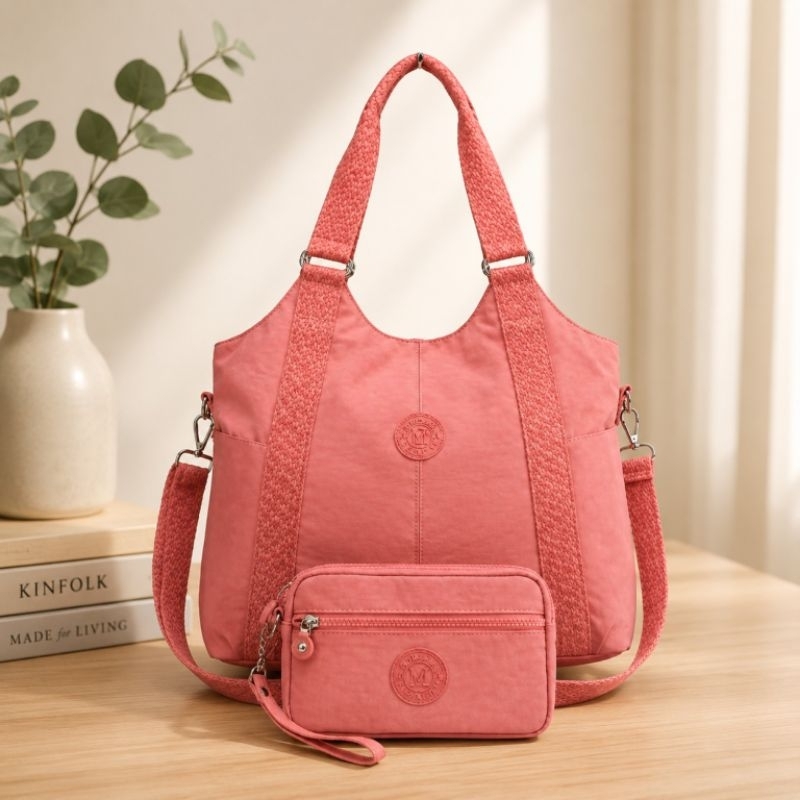 kit Bolsa Feminina sacola ombro faculdade notebook + Bolsa Média tiracolo