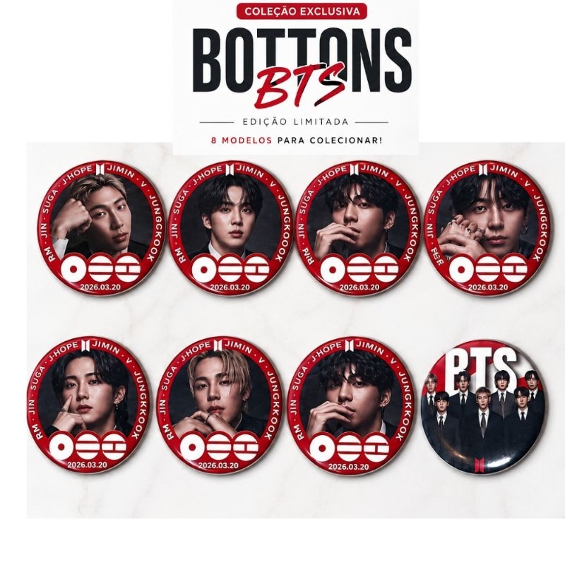 ENVIO RAPIDO 8 Bottons do BTS 4,5cm botton kpop botton army acessórios bts