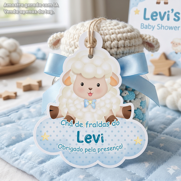 Tags Personalizadas Carneirinho Lembrancinha Maternidade Chá de Bebê Batizado e Aniversário