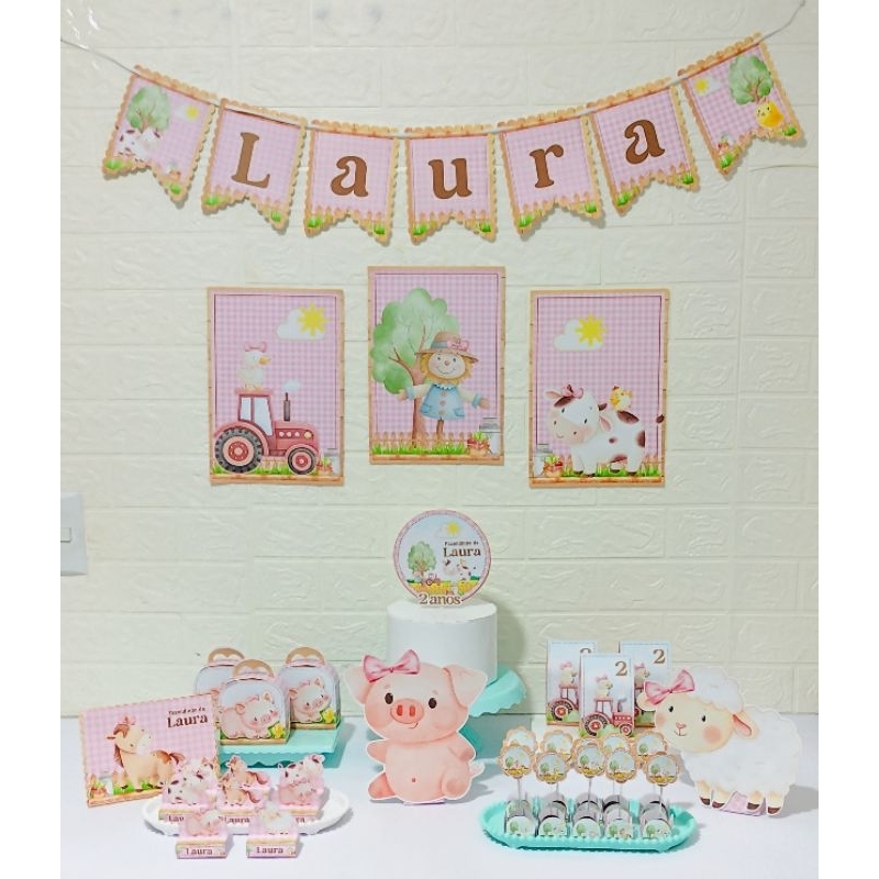 Kit Festa Fazendinha Rosa só um bolinho personalizado/mesversário aniversário  menina/ Lembrancinhas