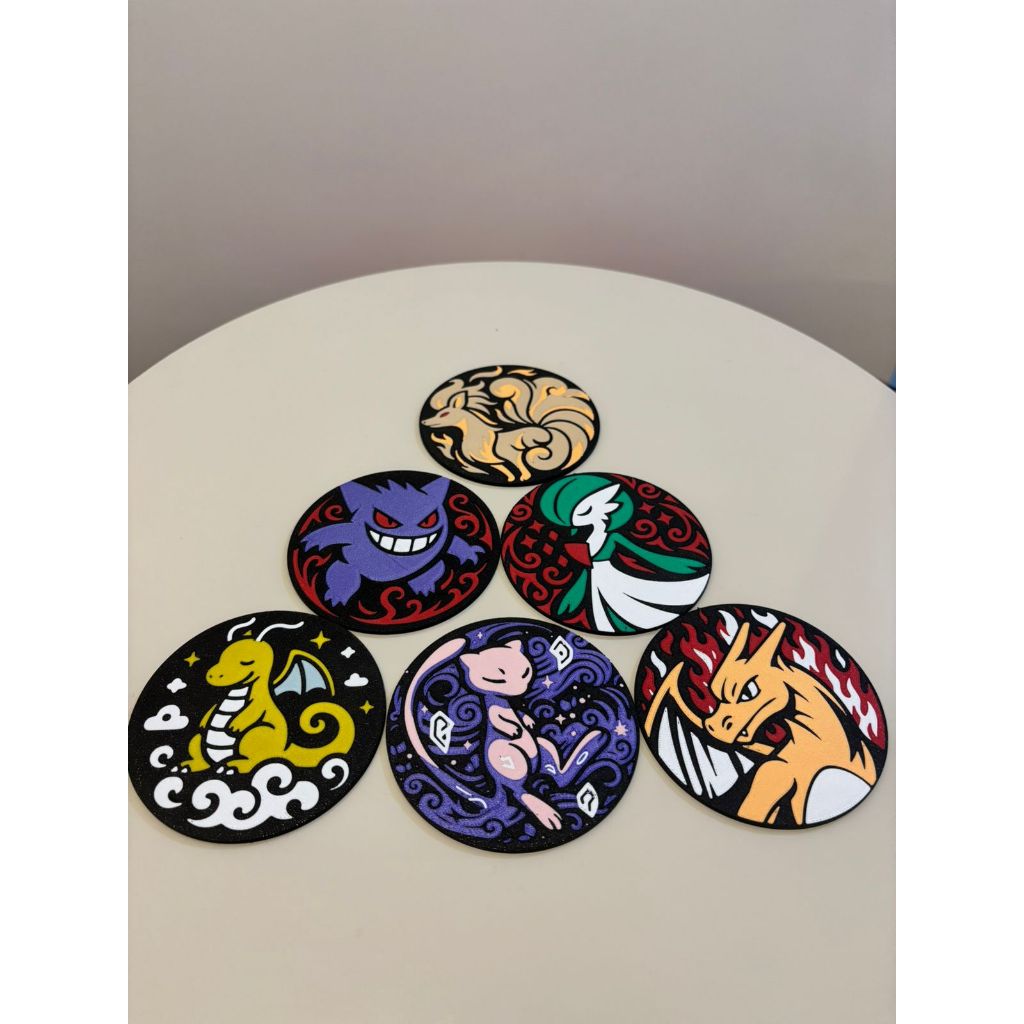 Kit 6 porta copos Mew, Gardevoir, Gengar, Charizard, Ninetales e Dragonite