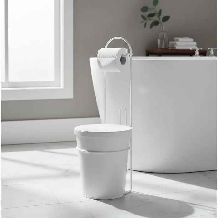 Suporte de Chão Papel Higiênico com Lixeira Banheiro Branca Arthi Lavabo