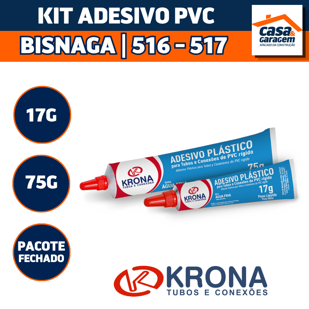 Kit com 48 ou 30 Bisnagas Adesivo Pvc Cola Para Tubos e Conexões Krona