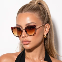 Óculos de Sol Gatinho Marrom Degradê Premium Tendencia Luxo Classico Moda Blogueira uv400 Feminino