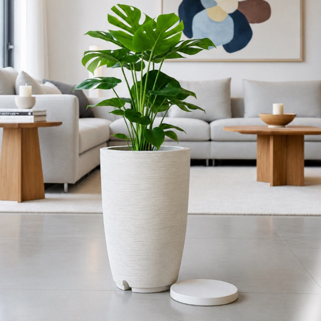 Vaso Polietileno Para Plantas Jardim Sala Luxo Cone Bojo 1 Com Prato, ideal para sala, escritório e área externas